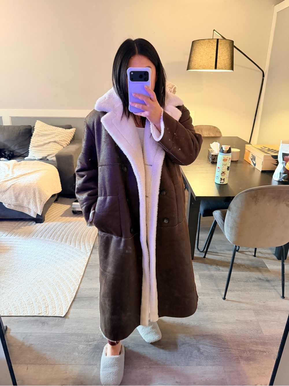 Mango Reversible Oversized Long Sherpa Coat